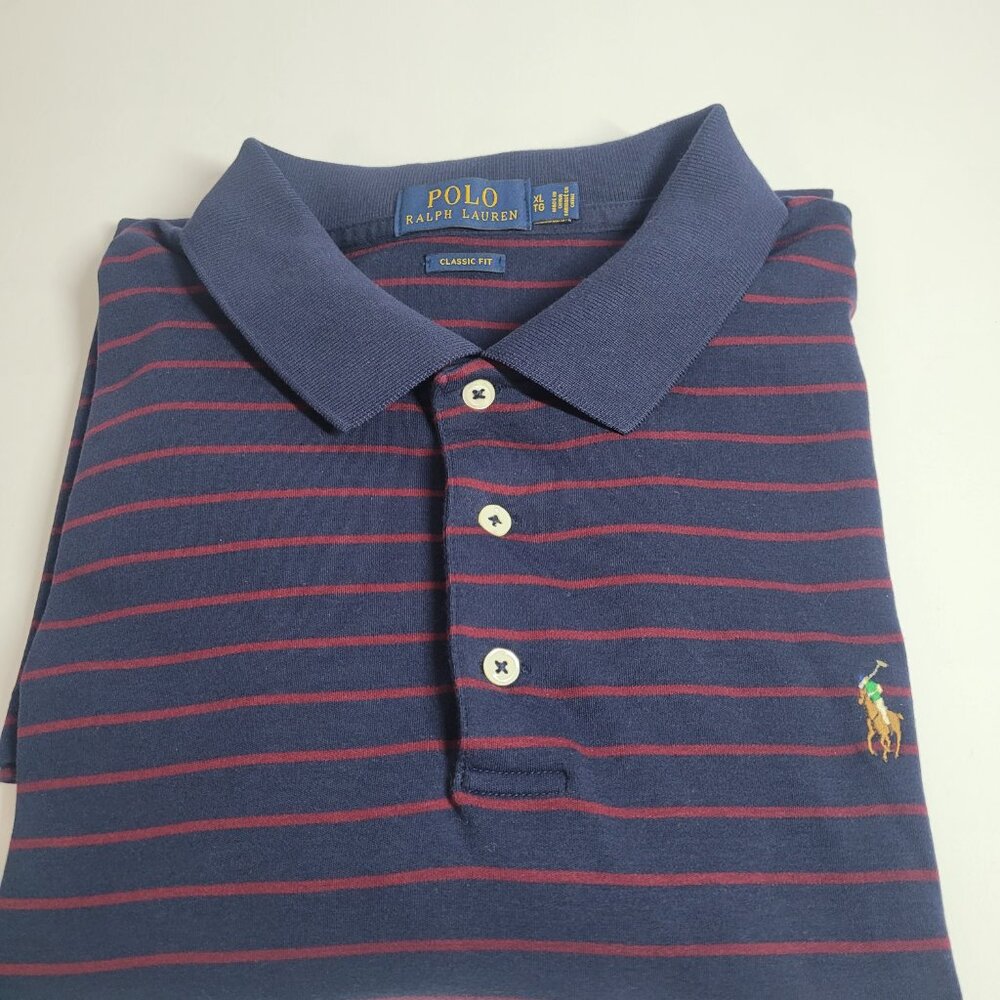 Polo Ralph Lauren Men's Shirt XL Blue Pima Soft Touch Short Sleeve Flesh Pony